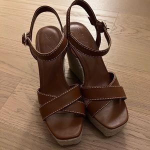 Mango leather and rope wedge sandals